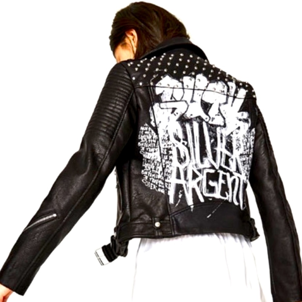 Zara ✨RARE✨ Graffiti Vegan Leather Jacket